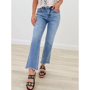 Mica Denim Los Angeles Skinny High Rise Raw hem Bootcut Jeans Size 29